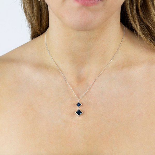 Double Square Kite Drop Pendant with Montana Blue Crystal